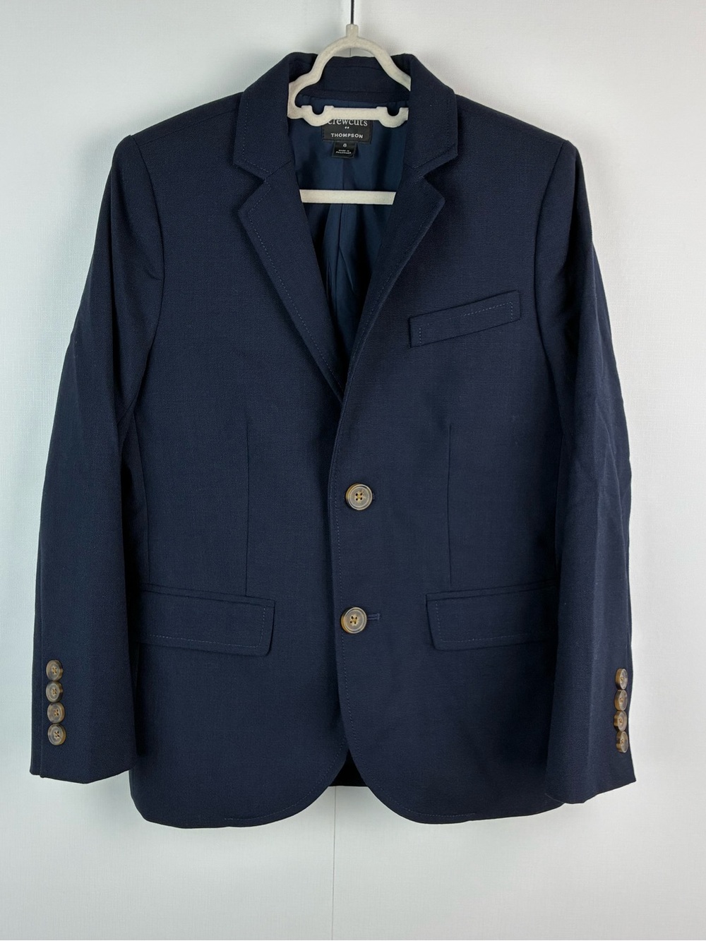 Crewcuts by J.Crew boy's Navy Thompson two-button 100% Wool blazer Size 8